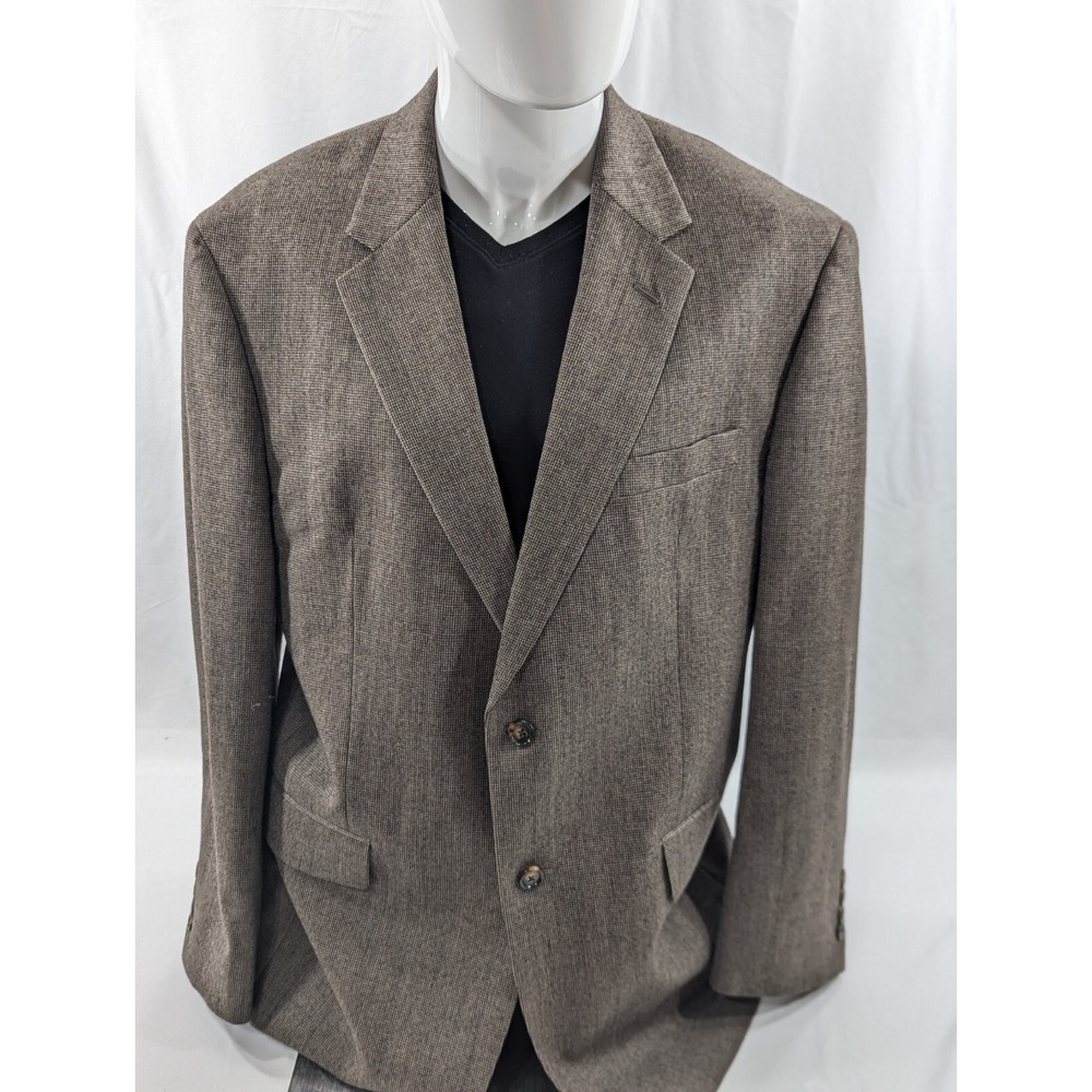 Jos. A Bank Blazer Coat Sport Jacket‎ Wool Cashmere Nailhead Brown 42R 46" Chest - Picture 3 of 14